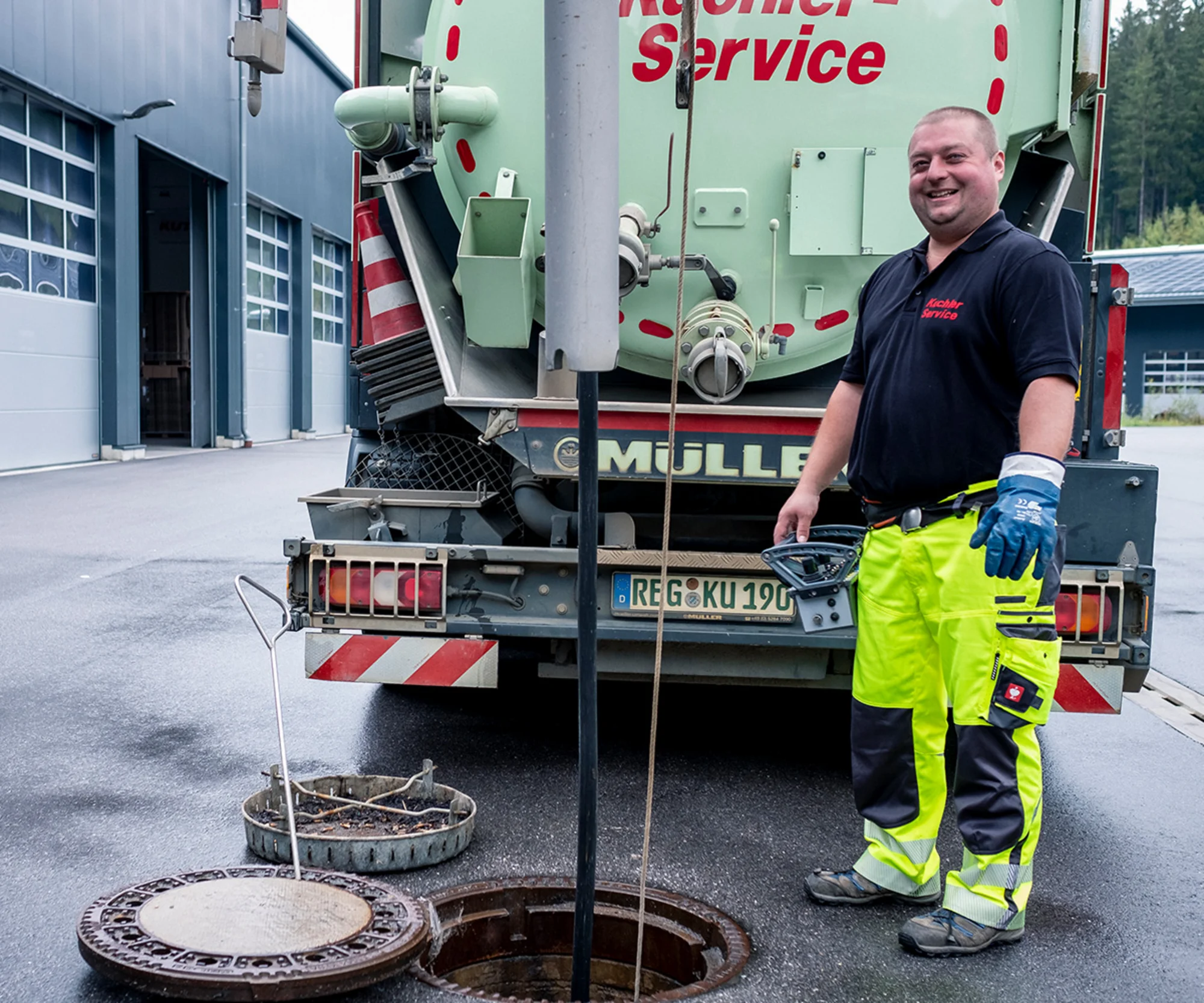 Ablauf einer Kanalreinigung in Zandt